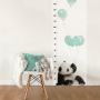 Miarka wzrostu naklejka na ścianę panda z miętowymi balonami