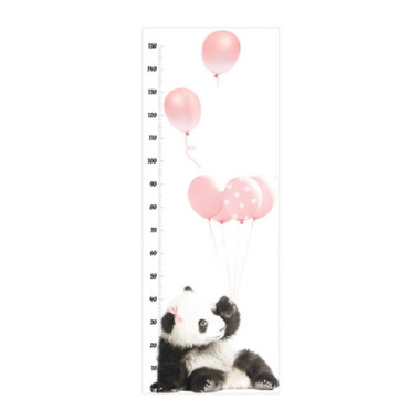 Miarka wzrostu naklejka na ścianę panda z balonami