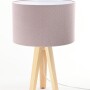 Lampka nocna stołowa welurowa pudrowo różowa, drewniane nogi